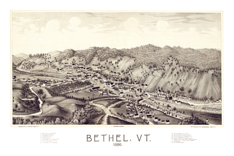 Beautiful old map shows bird's eye view of Bethel, VT in 1886 KNOWOL