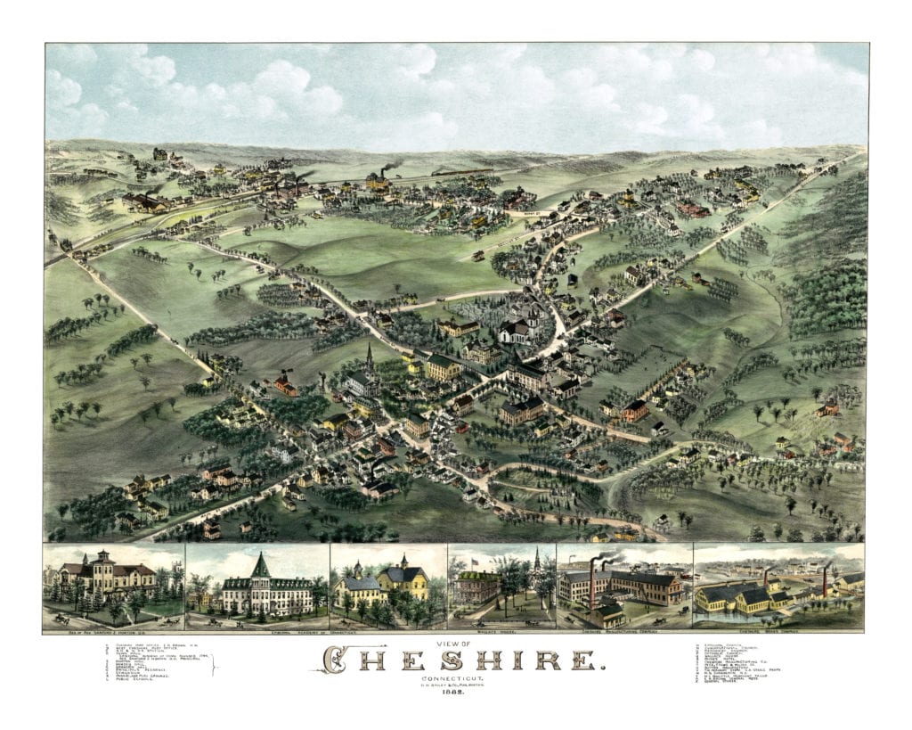 Beautifully restored map of Cheshire, CT from 1882 - KNOWOL