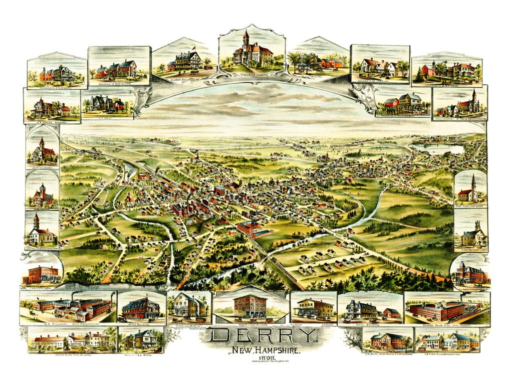 Amazing old map of Derry, New Hampshire from 1898