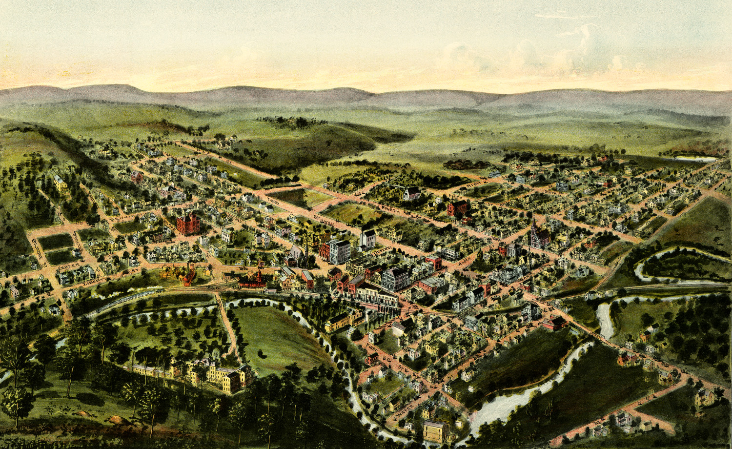 Beautiful bird's eye view of Oakland, Maryland from 1906 KNOWOL