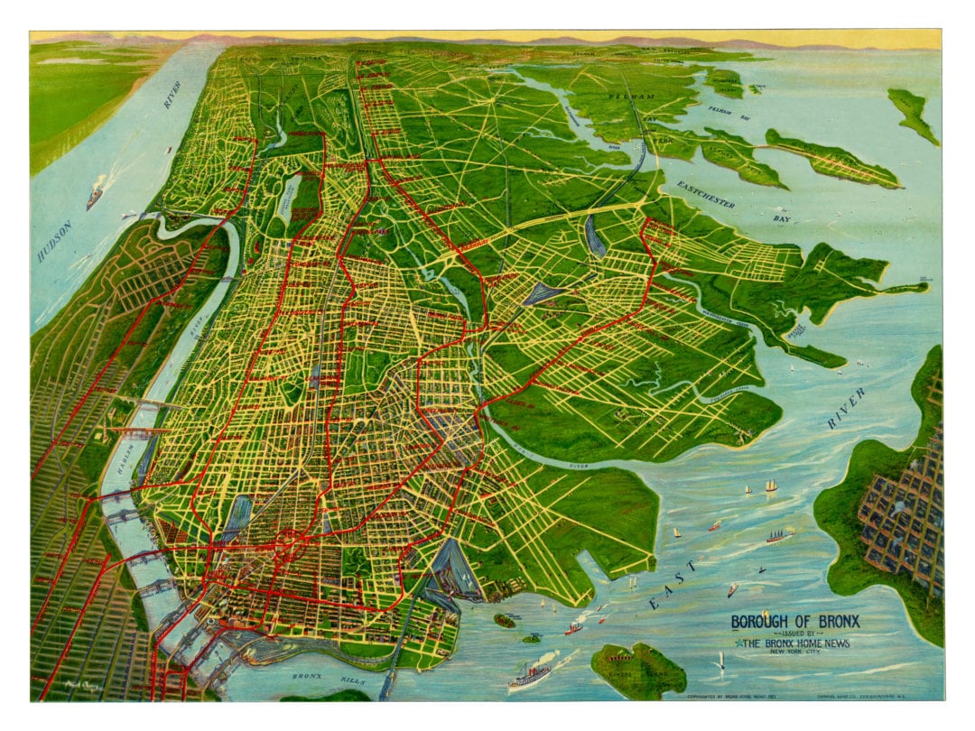 Beautifully restored map of the Bronx, NYC from 1921 KNOWOL