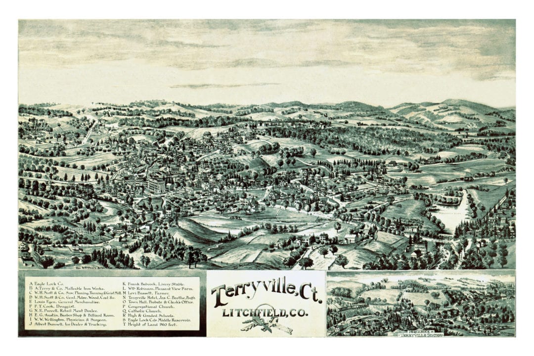 Beautiful bird's eye view of Terryville, Connecticut from 1894 KNOWOL