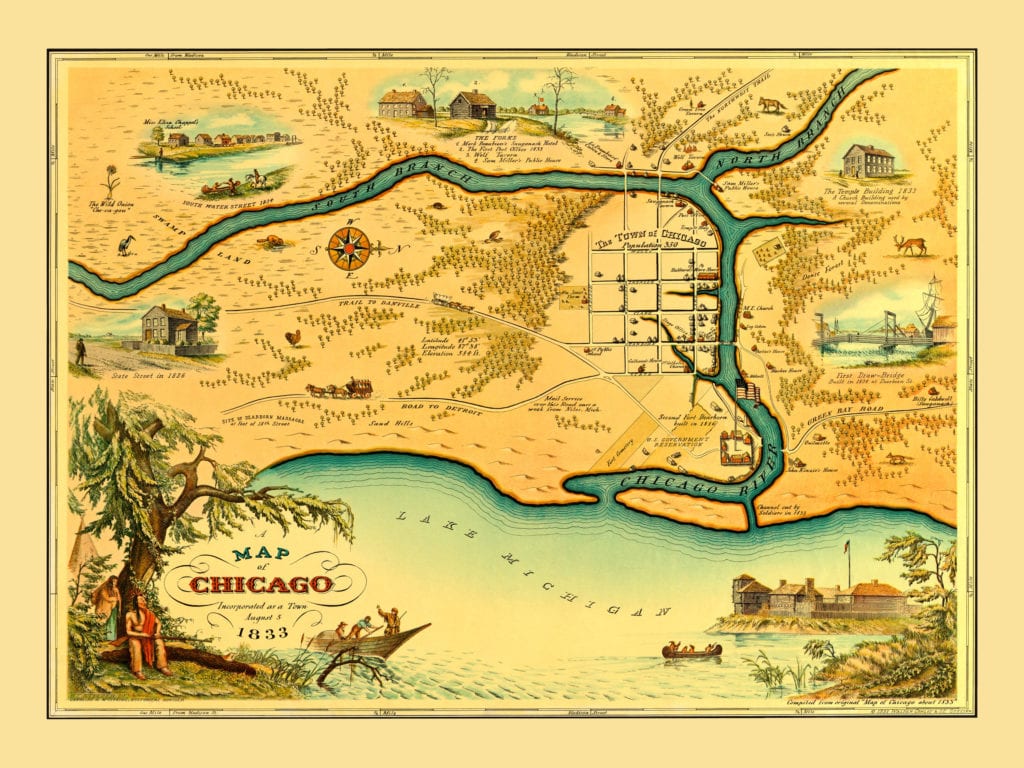 Historical Map Shows Chicago Illinois As It Looked In 1833 KNOWOL