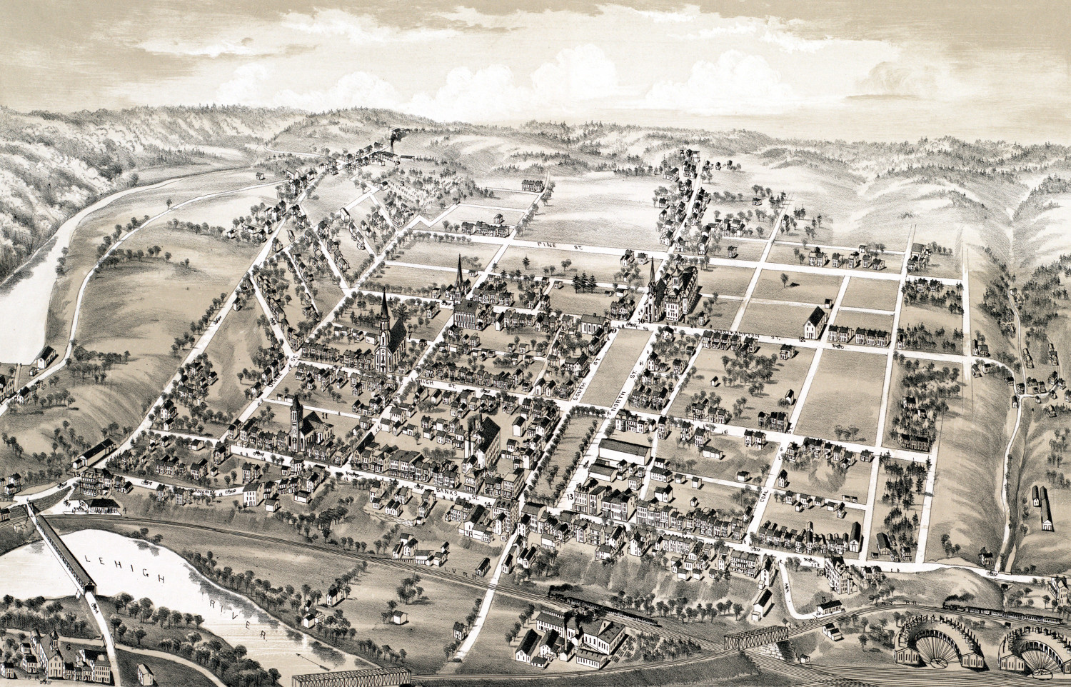 Historic old map of Lehighton, Pennsylvania from 1883