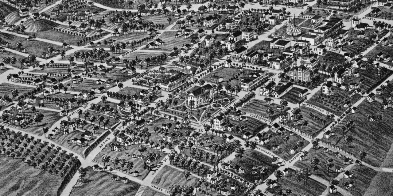 Beautifully restored map of Tallahassee, Florida from 1885