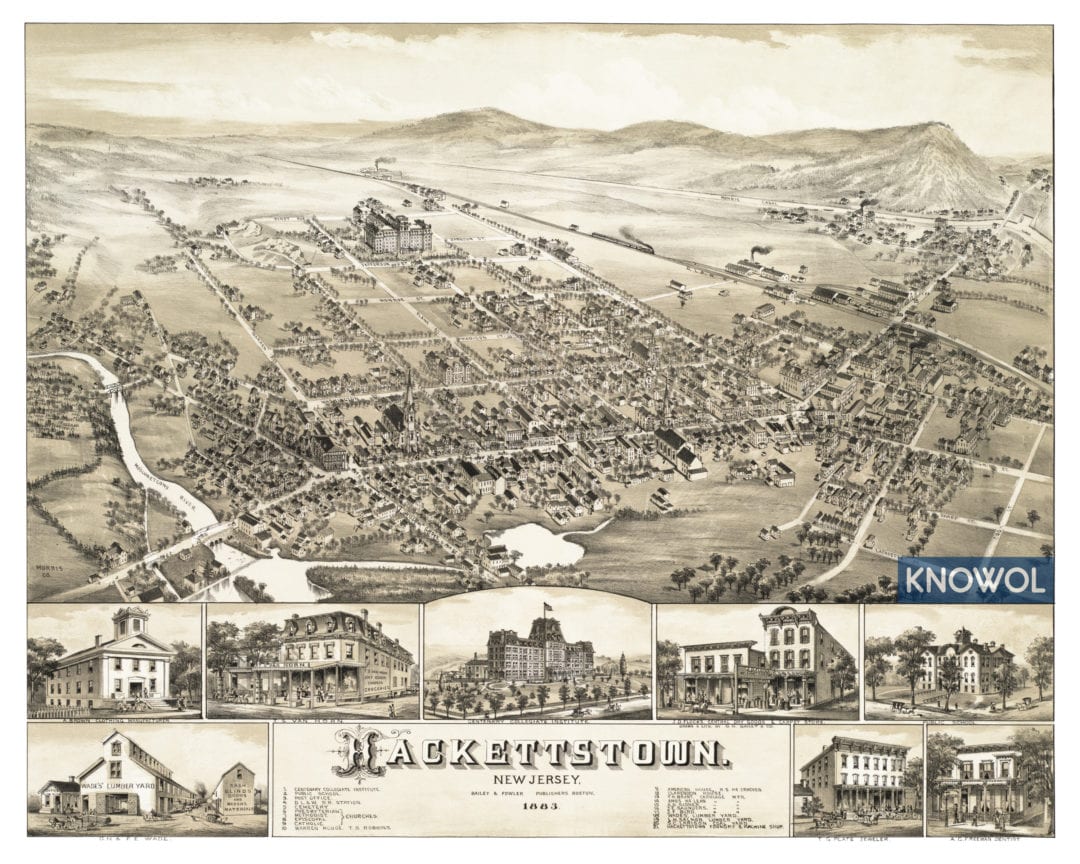 Historic old map of Hackettstown, New Jersey from 1883