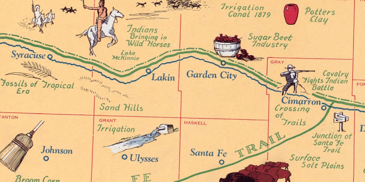 Map of Historic Kansas, a one page history dedicated to the Old Timers, 1930