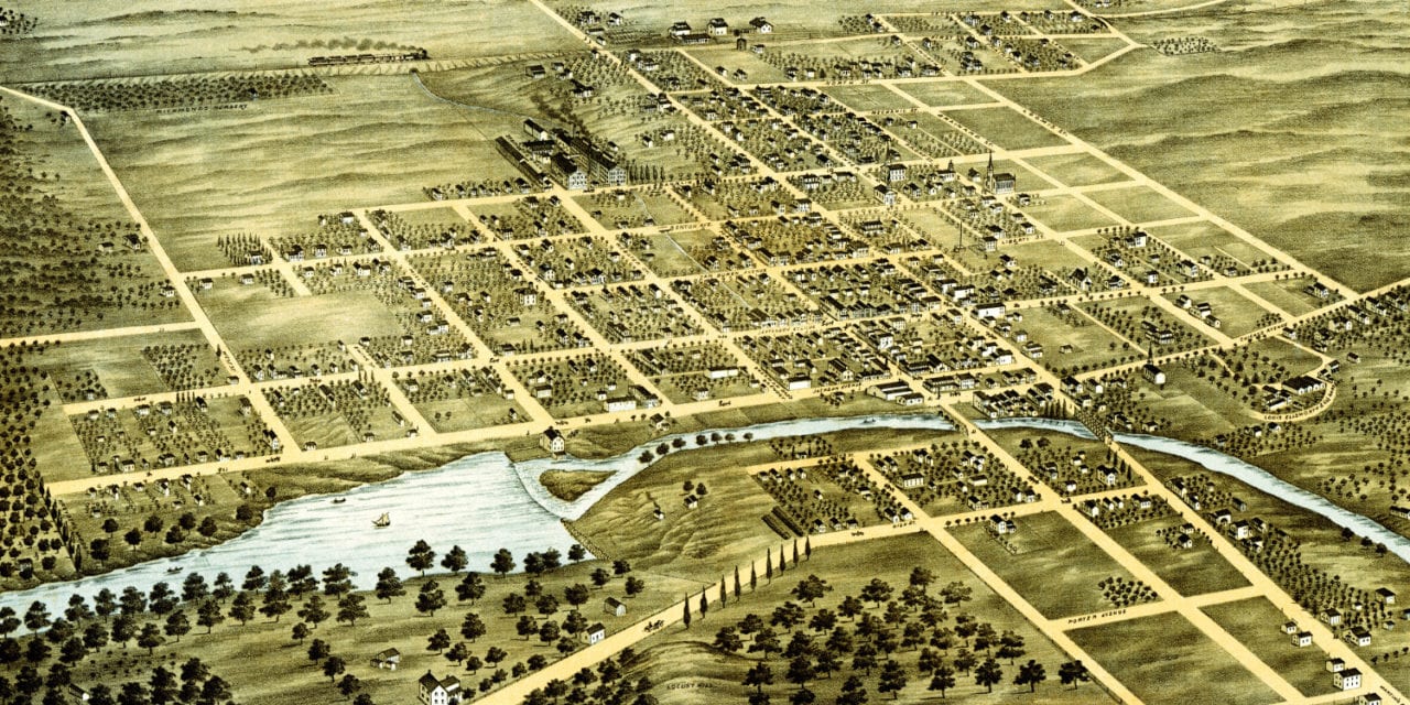 Beautifully restored map of Naperville, IL from 1869