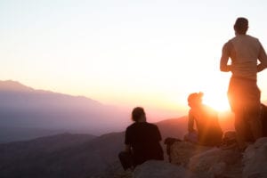 Three friends at Joshua Tree at Sunset