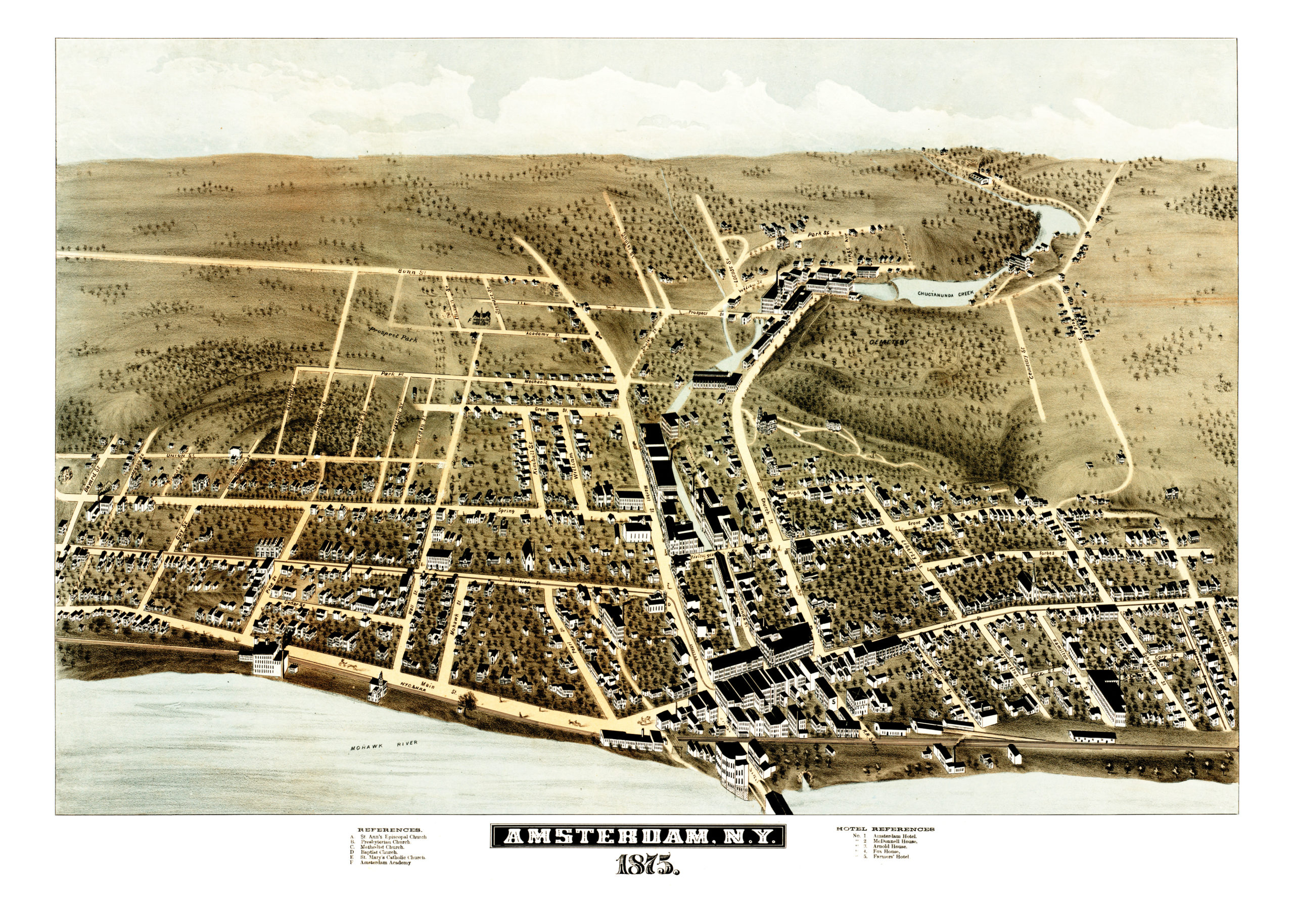1804 NY MAP Amsterdam Arlington Beacon Bellmore  New York History  ITS HUGE !! 