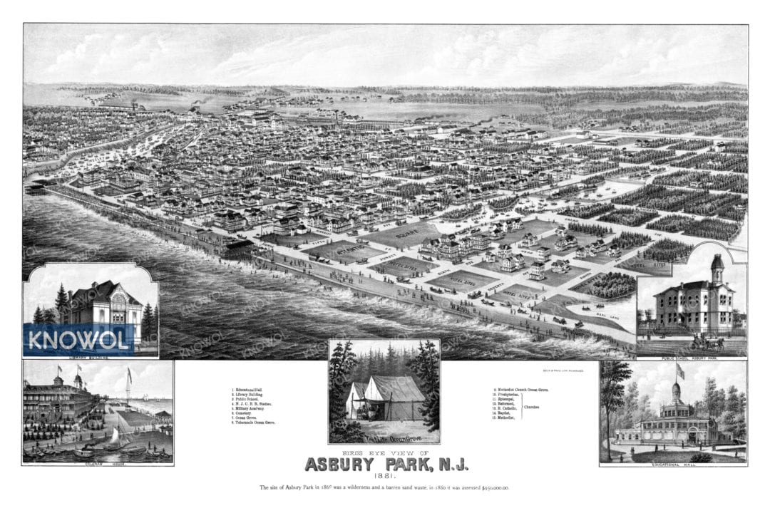Beautifully restored map of Asbury Park, New Jersey in 1881 KNOWOL