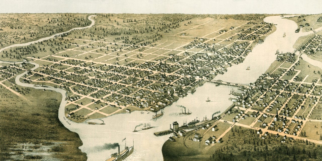 Beautifully restored map of Green Bay, Wisconsin from 1867