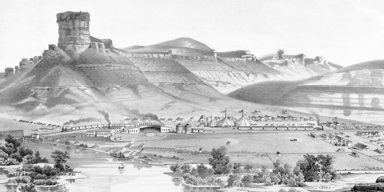 Beautifully detailed map of Green River, Wyoming in 1875