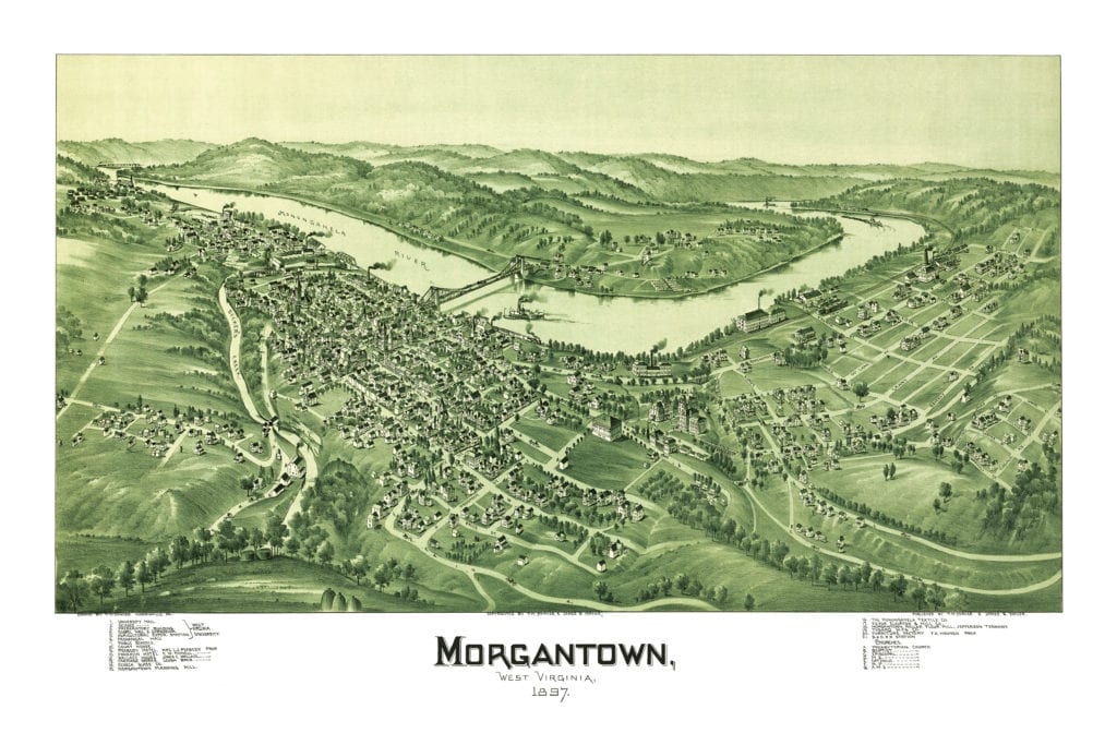 Historic old map of Morgantown, West Virginia in 1897 - KNOWOL