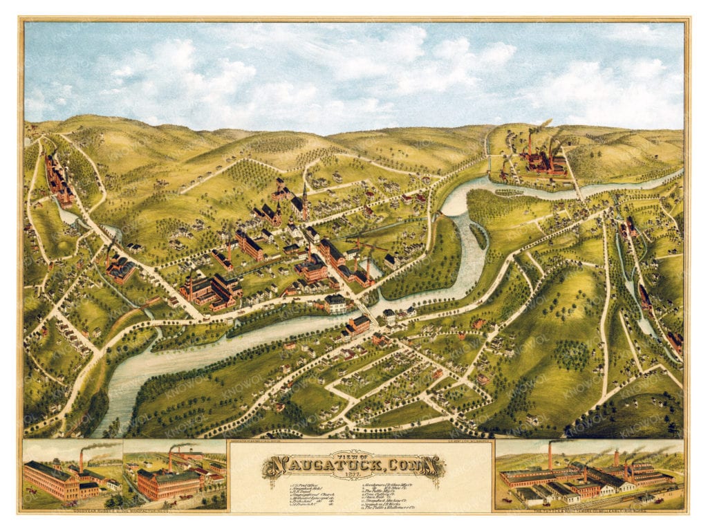 Map of Naugatuck Connecticut from 1877