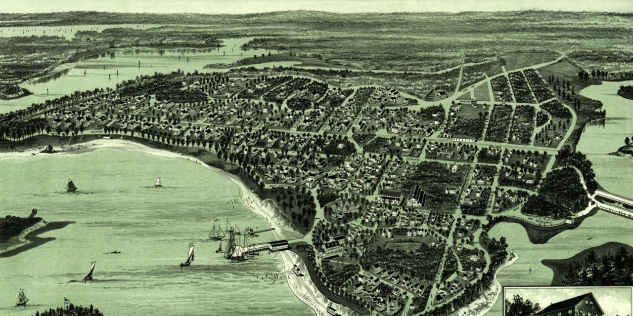 Beautiful map of Onset Bay Grove in Wareham, MA from 1885