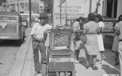 Street vendor selling pork on a street in Santurce, Puerto Rico
