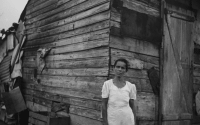 Woman in front of her house in Santurce, San Juan, Puerto Rico