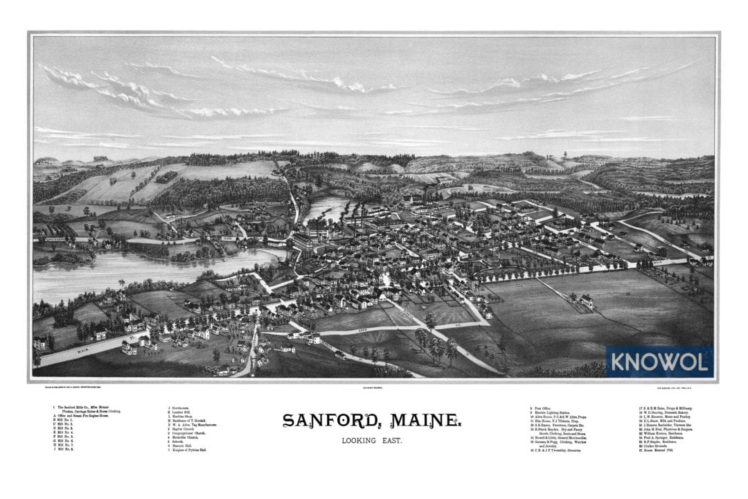 Beautifully detailed map of Sanford, Maine in 1889 KNOWOL