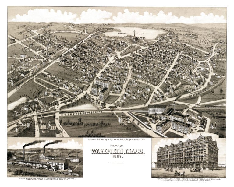 Beautifully restored map of Wakefield, Mass from 1882 KNOWOL