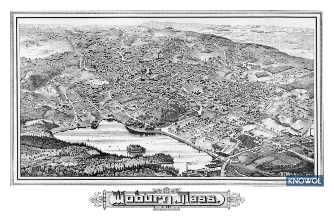 Beautifully detailed map of Woburn, Massachusetts in 1883 KNOWOL
