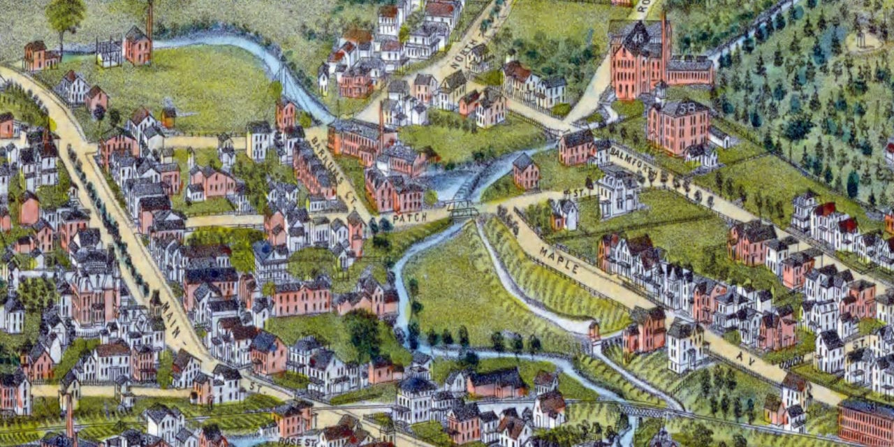 Beautifully detailed map of Danbury, Connecticut from 1884