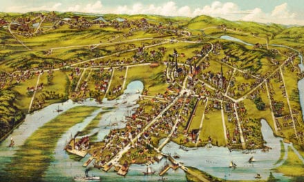 Beautiful bird’s eye view of Essex, Connecticut in 1881