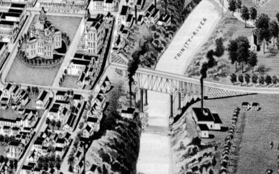 Historic bird’s eye view of Fort Worth, Texas in 1891