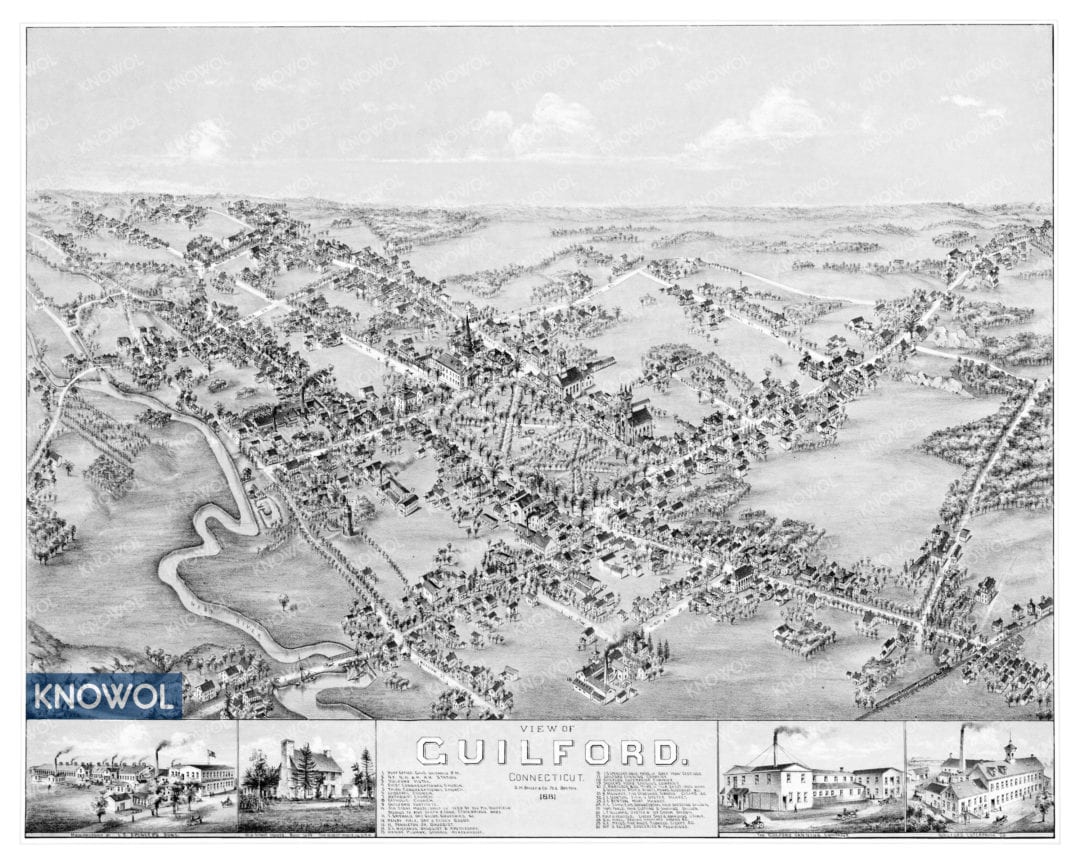 Vintage map of Guilford, Connecticut from 1881 KNOWOL