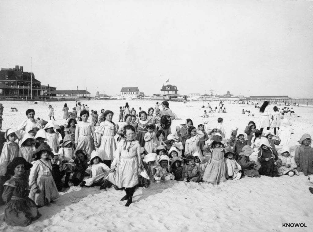 Children on the Beach in Rockaway Long Island in 1903 
