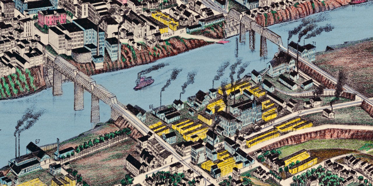 Beautifully restored map of Nashville, Tennessee from 1888