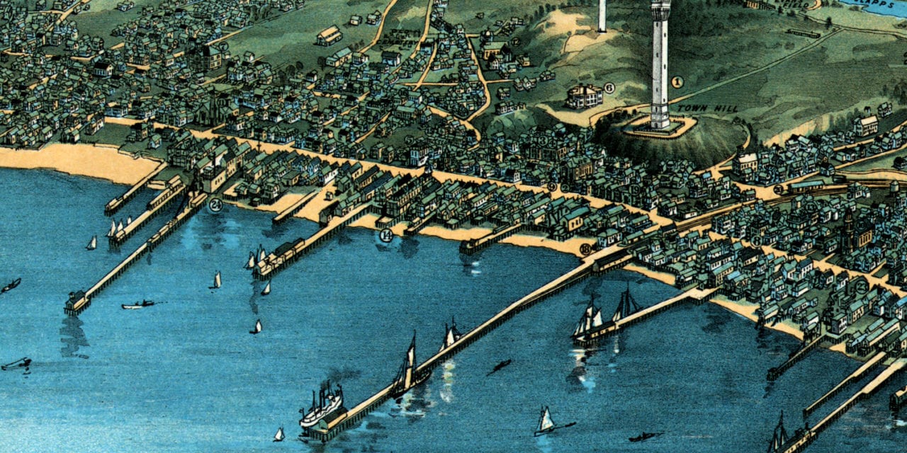 Beautifully restored map of Provincetown, Massachusetts from 1910