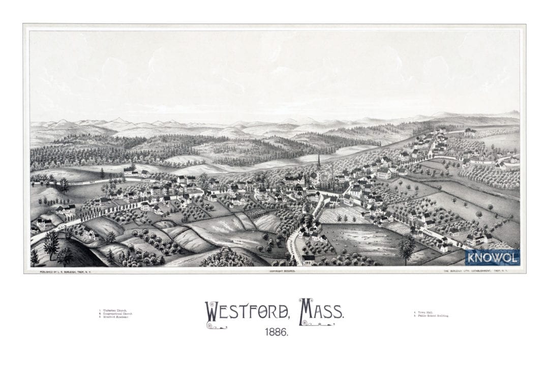 Beautifully restored map of Westford, MA from 1886 - KNOWOL