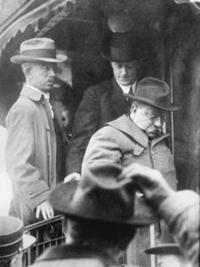 Theodore Roosevelt arrives in Oyster Bay, NY after surviving an assassination attempt