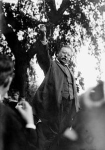 Theodore Roosevelt giving a speech at Sagamore Hill, NY.