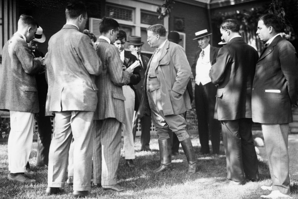 Theodore Roosevelt Speaking to Reporters at Sagamore Hill in Oyster Bay NY