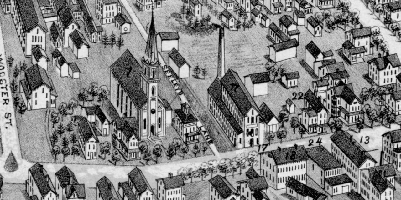 Historic old map shows bird’s eye view of Bethel, Connecticut in 1879