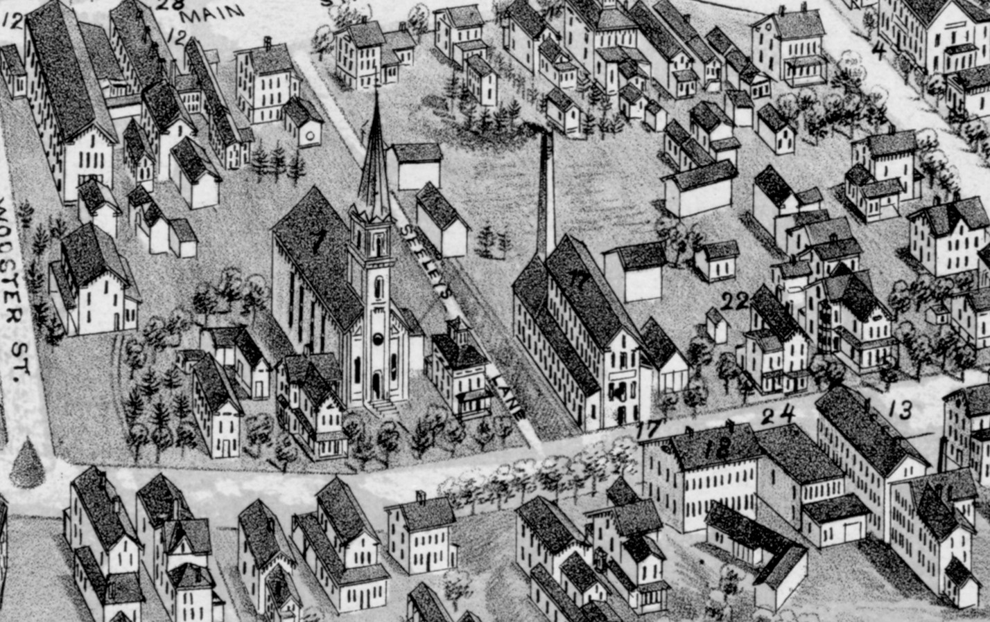 Historic old map shows bird's eye view of Bethel, Connecticut in 1879 -  KNOWOL