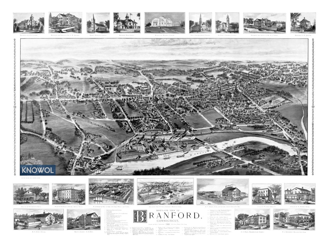 Beautifully detailed map of Branford, Connecticut in 1905 KNOWOL