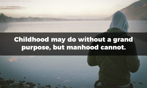 Childhood may do without a grand purpose, but manhood cannot…