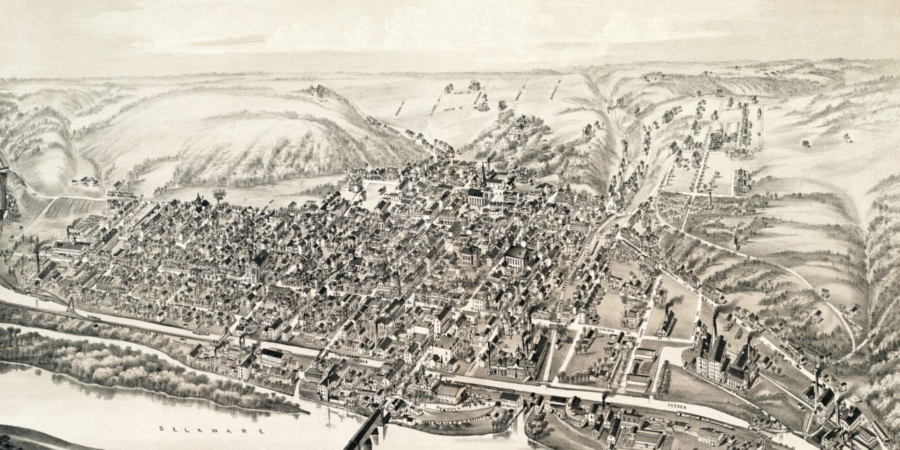 Vintage map of Lambertville, New Jersey in 1883