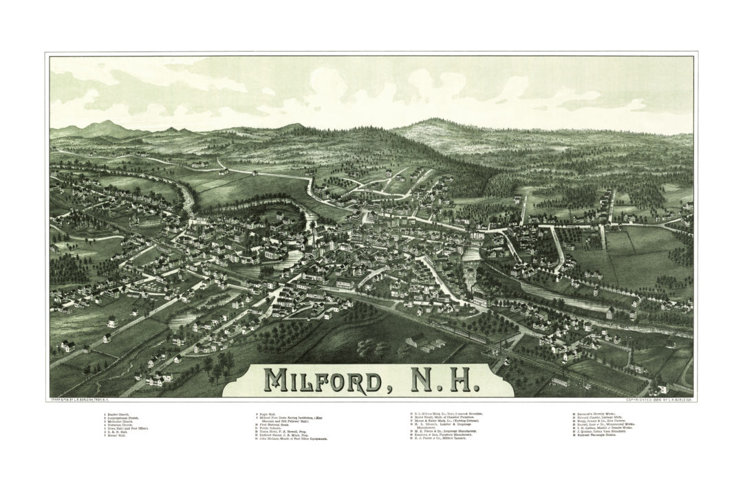 Stunning historical map of Milford, NH from 1886 KNOWOL