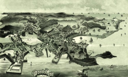 Bird’s eye view of Woods Hole, Massachusetts from 1887