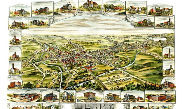 Beautifully restored map of Derry, New Hampshire from 1898
