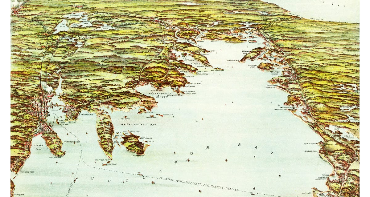 Beautiful vintage map of Buzzards Bay, Massachusetts from 1907