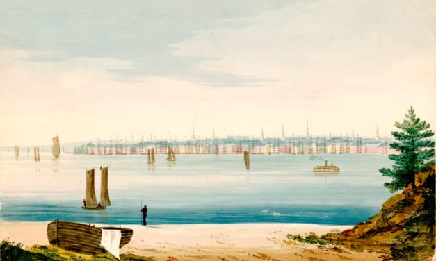 View of lower Manhattan from Brooklyn Strand in 1825
