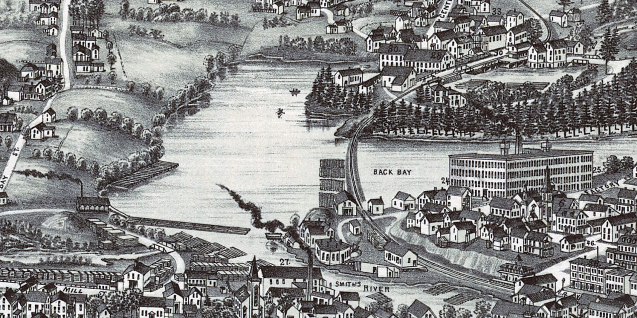 Beautifully restored map of Wolfeboro, NH from 1889