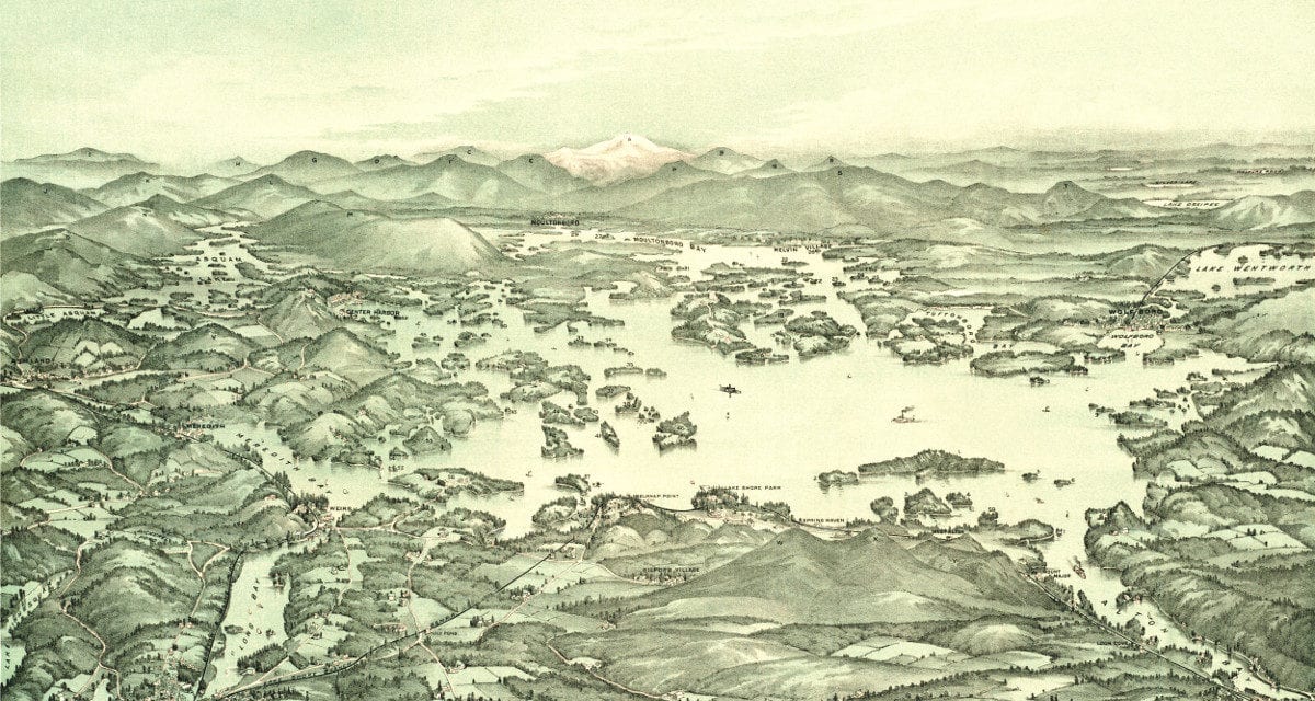 Beautifully detailed map of Lake Winnipesaukee from 1903