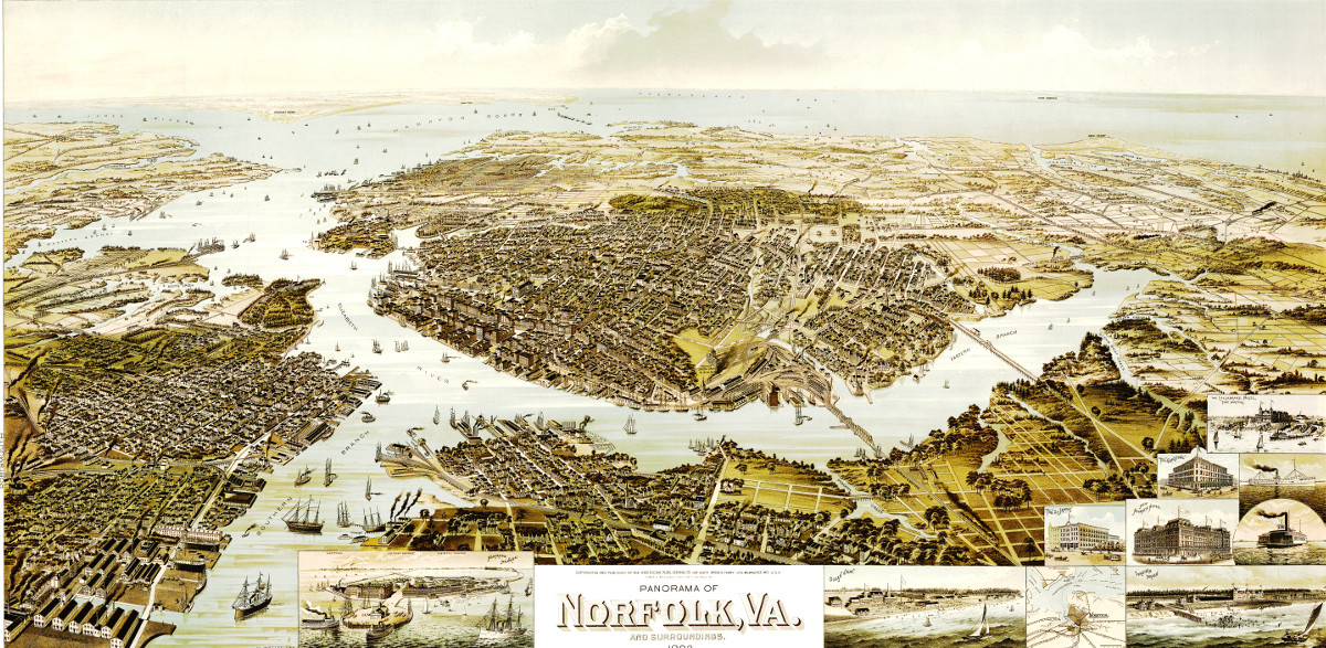 Beautiful old map shows Norfolk, VA as it looked in 1892