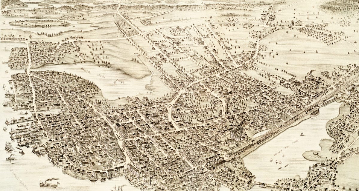 Vintage map of Portsmouth, New Hampshire from 1877